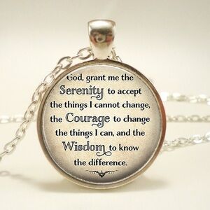 Silver Metal & Glass Serenity Prayer - The AA Prayer, A Prayer to Changed NWT
